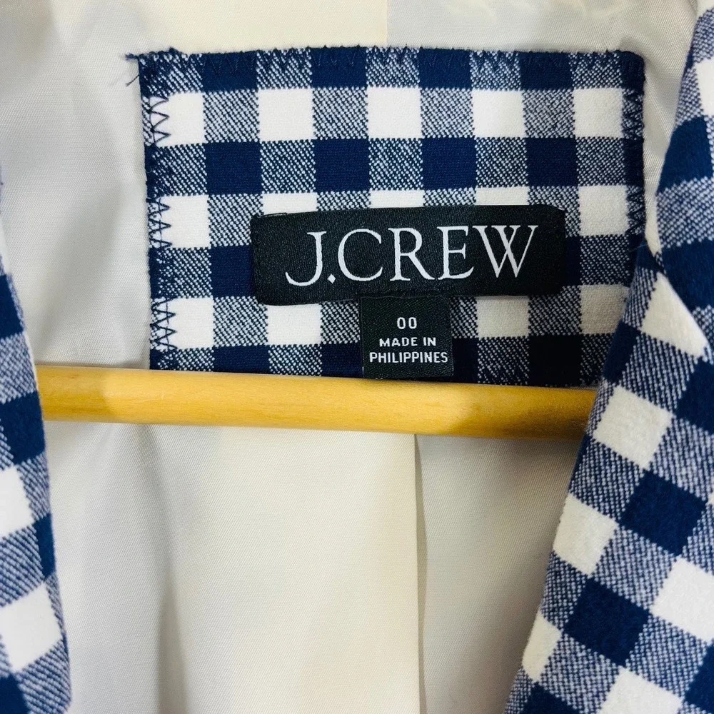 J. Crew Blue And White‎ Gingham Checkered Campbell Women's Office Blazer Size 00